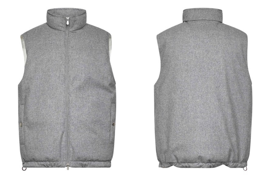 Brunello Cucinelli Sleeveless Vest-Style Coat With High Collar And Adjustable Hem