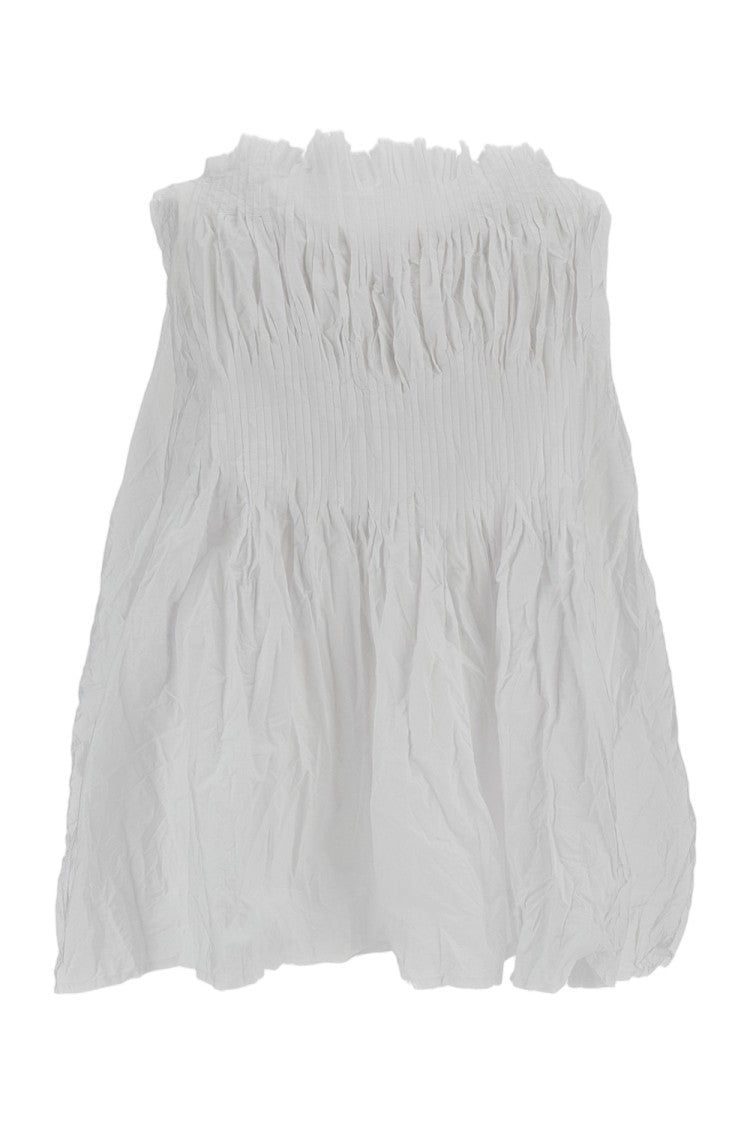 Daniela Gregis White Ruched Crinkled Cotton Top