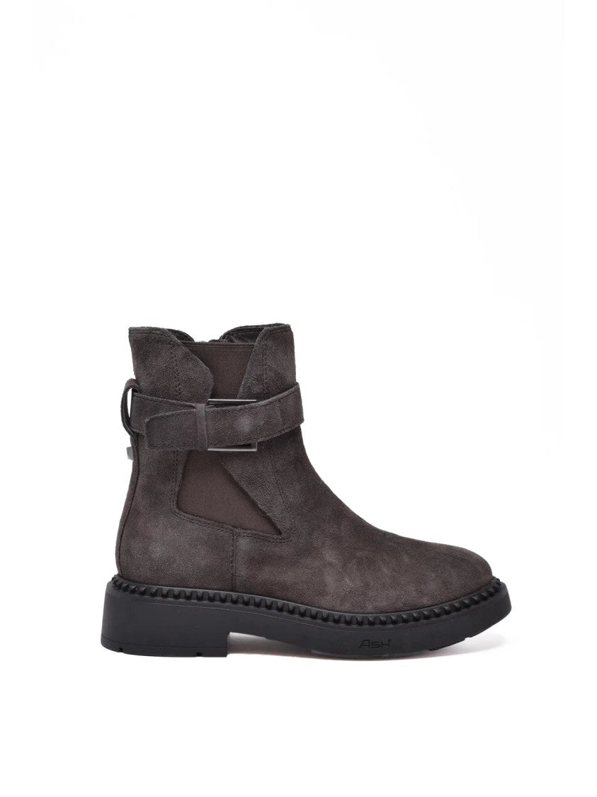 Ash Brown Leather Zip Ankle Boots