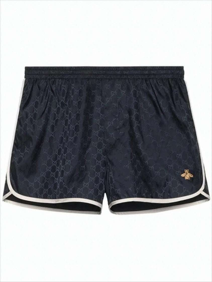 Gucci Sporty Black Shorts With Monogram Pattern