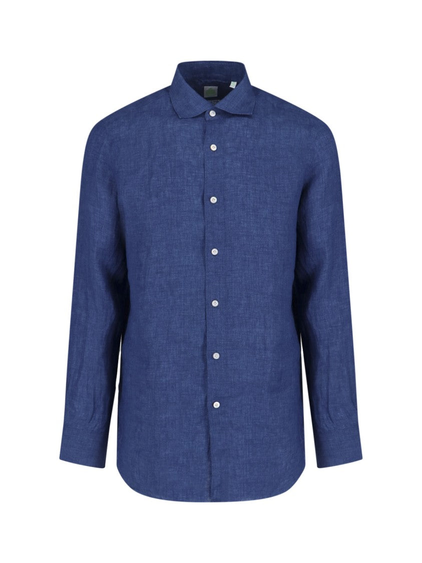 Finamore Blue Gaeta Linen Shirt
