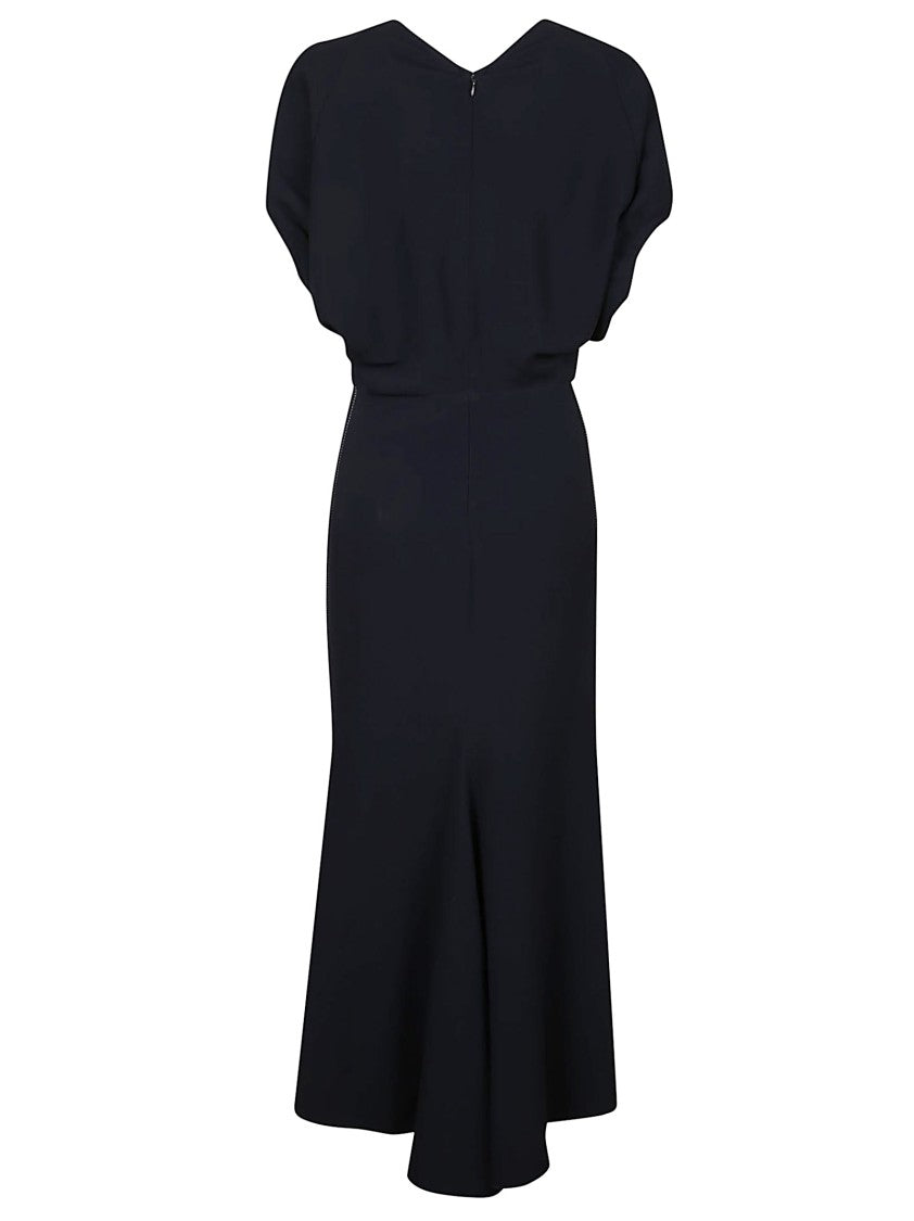 Victoria Beckham Blouson Detail Midi Dress