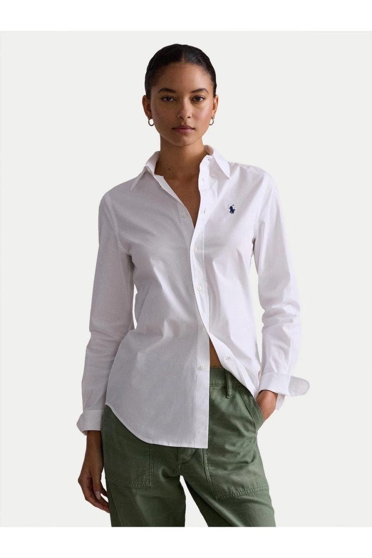 Polo Ralph Lauren Classic White Button-Down Shirt In Cotton-Elastan Blend