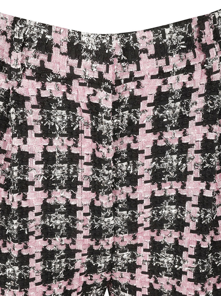 Msgm Houndstooth Pattern Trousers With Textured Finish