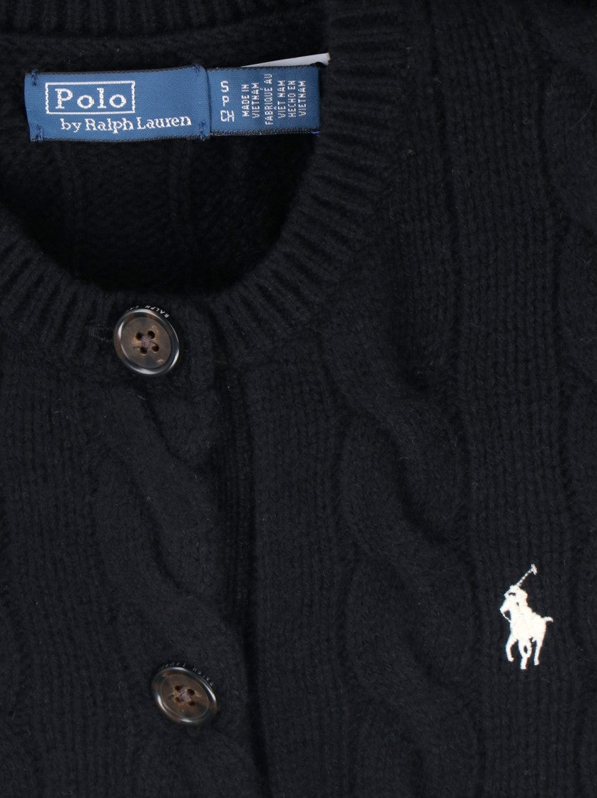 Polo Ralph Lauren Cable-Knit Logo Cardigan – Black