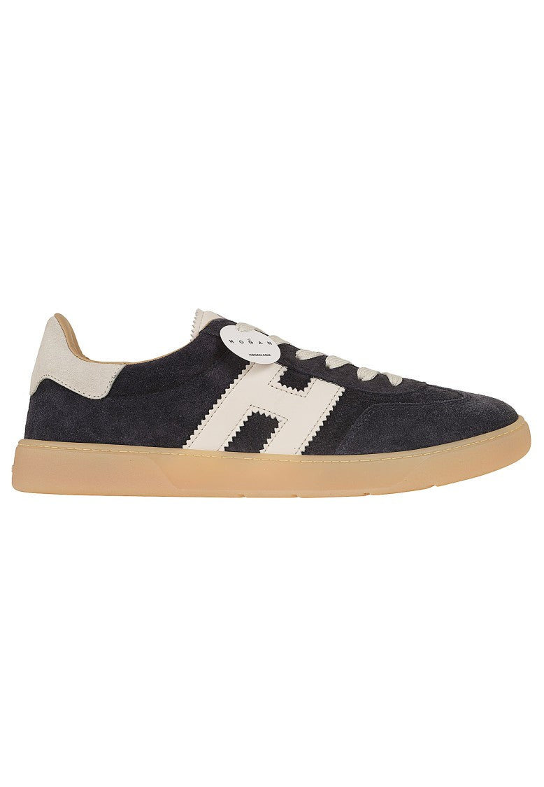 Hogan Black Calfskin Low-Profile Monogram Sneakers