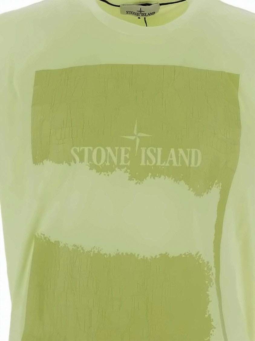 Stone Island Textured Graphic Short-Sleeve T-Shirt In Light Green