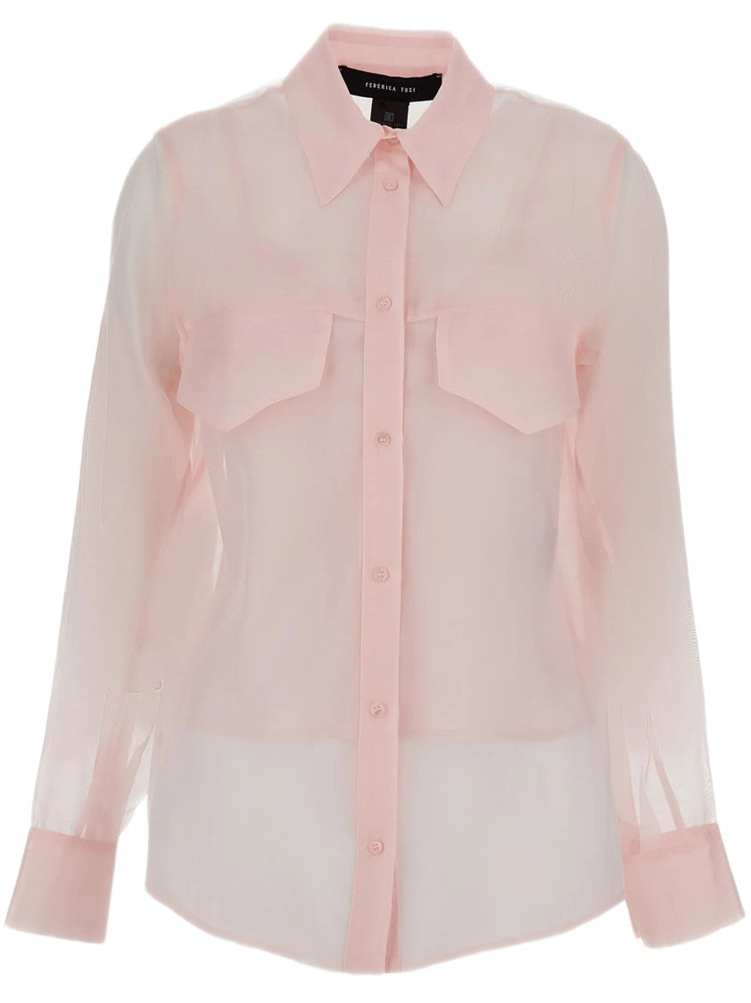 Federica Tosi Sheer Organza Silk Shirt With Button-Down Design