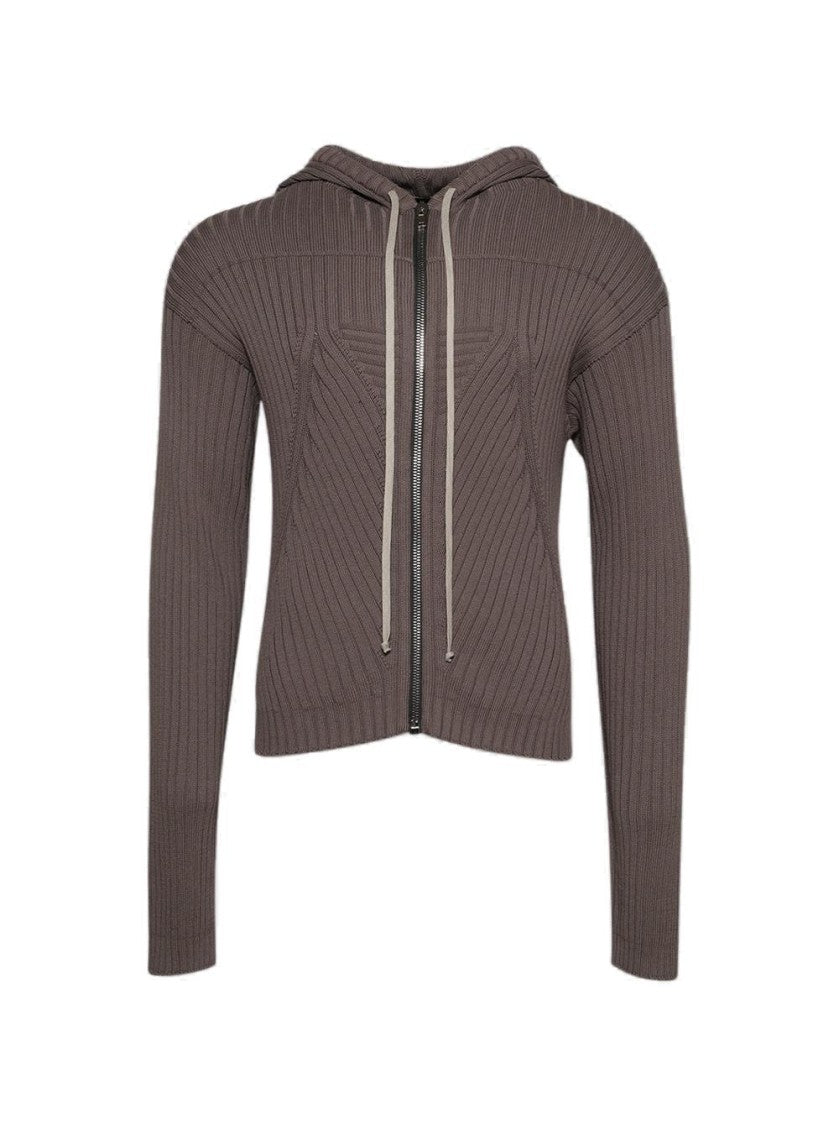 Rick Owens Zipped Hoodie Sweater Dust
