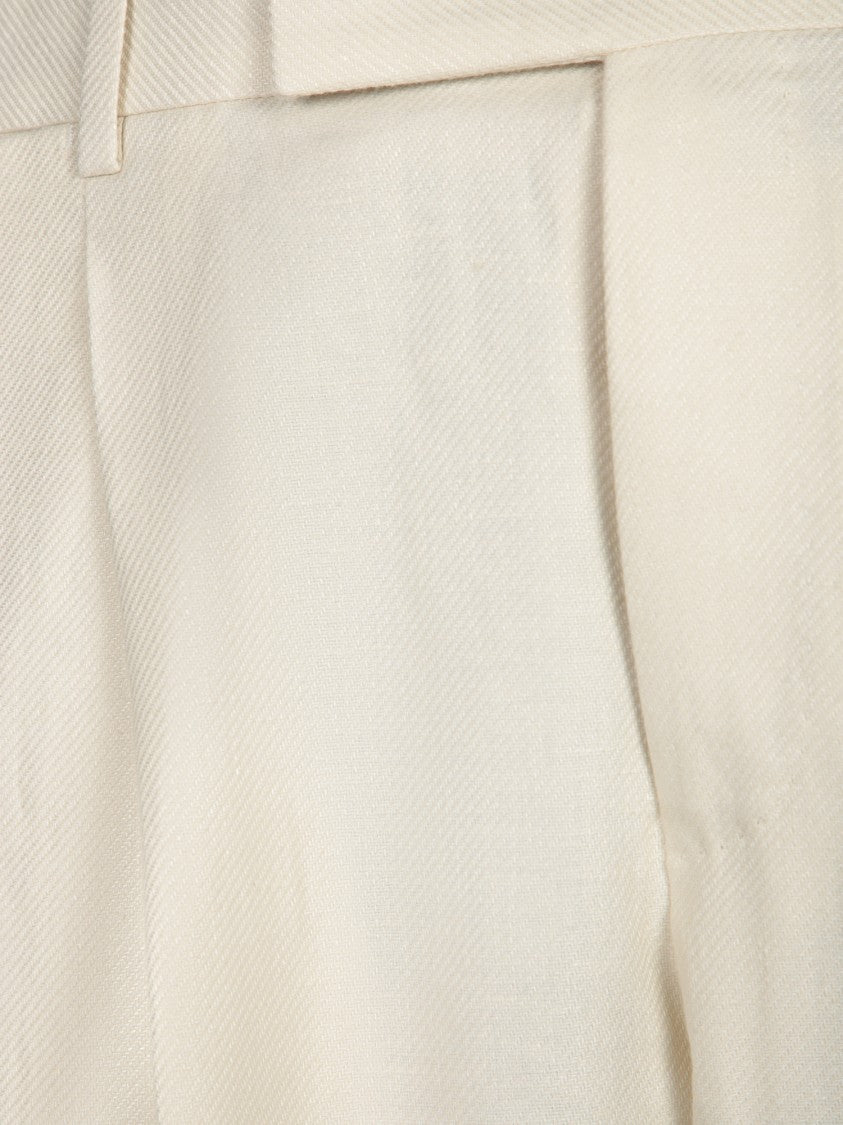 Pt Torino Cotton-Linen Blend Trousers With Modern Tailoring