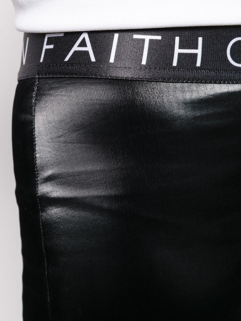 Faith Connexion Fitted Black Trousers With Glossy Finish