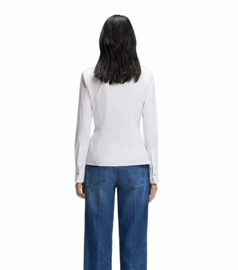 Boss White Burbel Cotton Long Sleeve Shirt