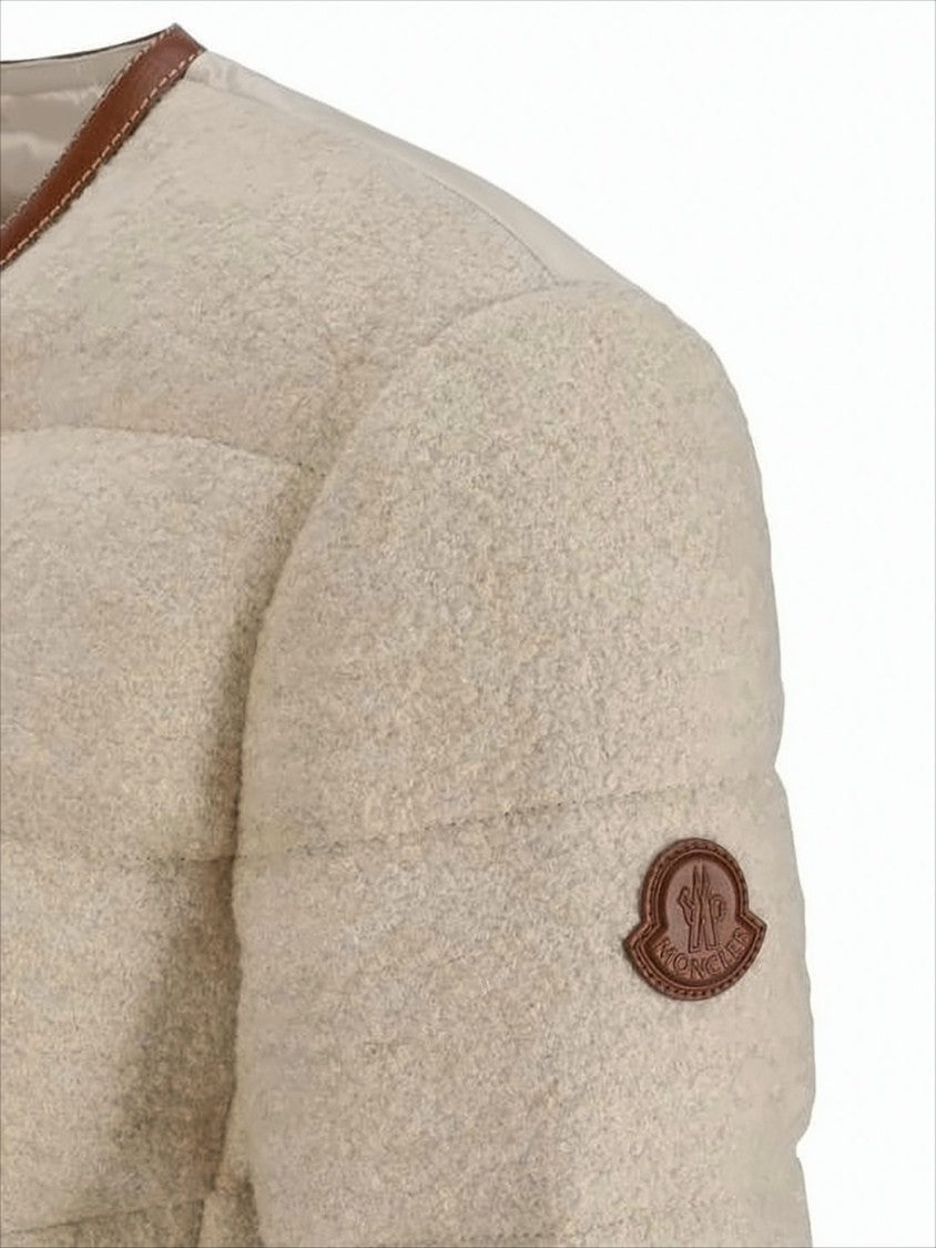 Moncler Cropped Quiltedjacket With Premium Wool And Down Insulation