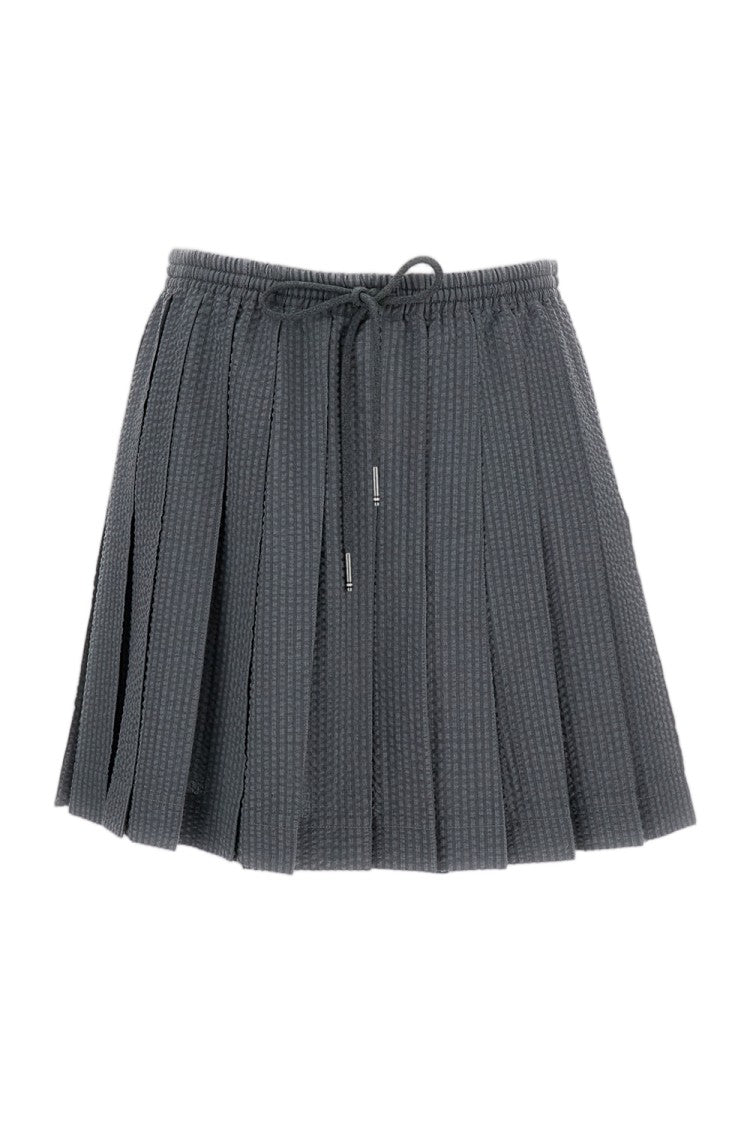 Thom Browne Pleated Mini Skirt With Seersucker Texture