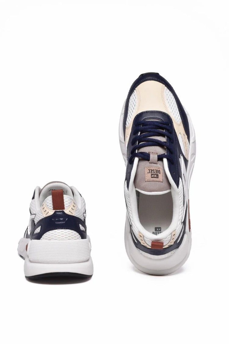 Diesel White Blue Men Polyester Serendipity Sport Sneakers