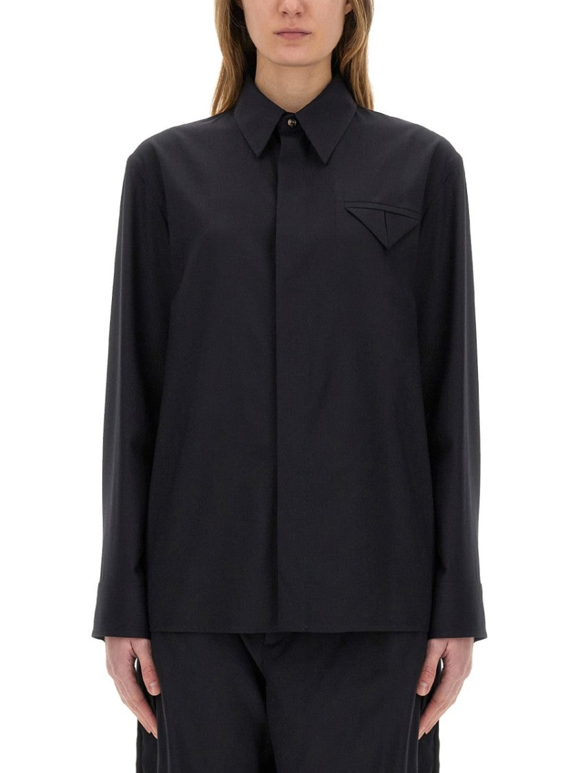 Bottega Veneta Tailored Wool Shirt With Structured Collar
