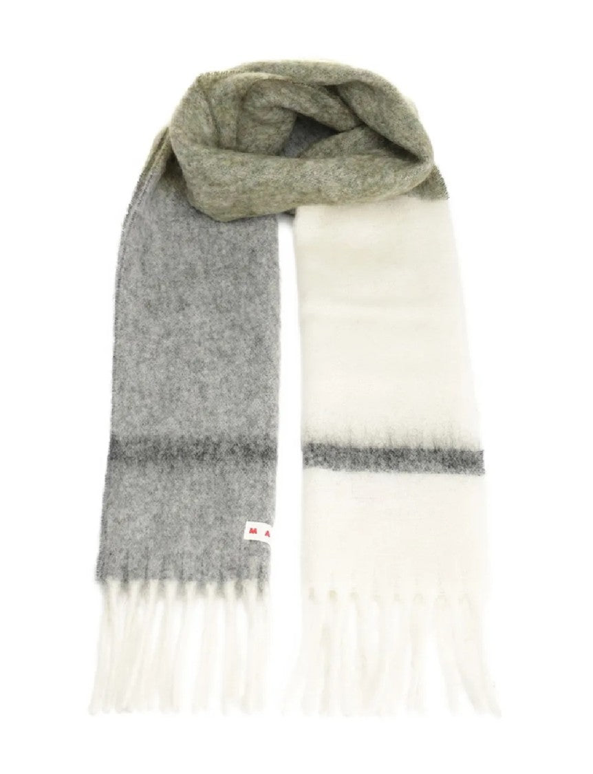 Marni Long Color-Block Scarf With Fringed Ends