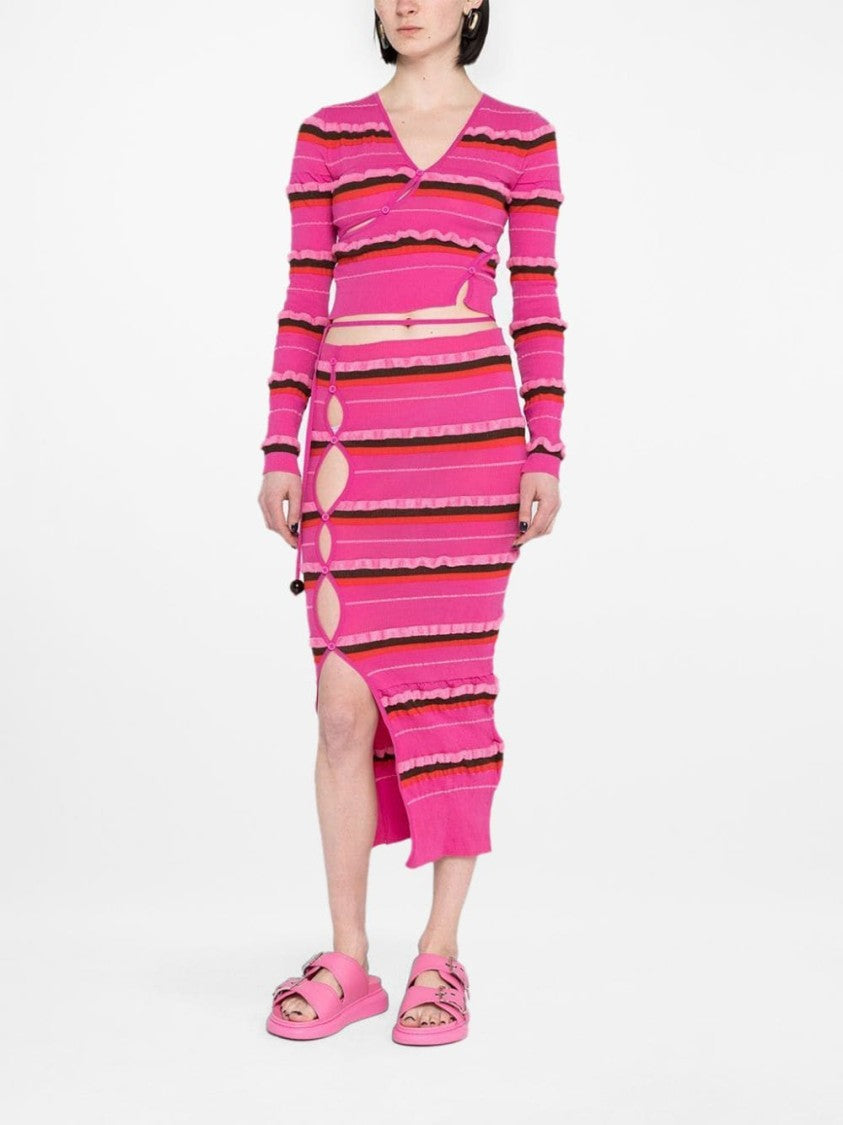 Jacquemus Asymmetrical Pink Knitted Midi Skirt