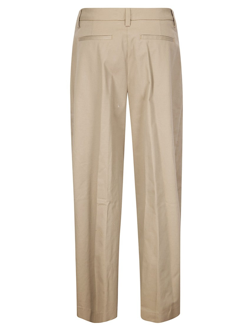 The Latest Beige Deva Pleated Gabardine Trousers