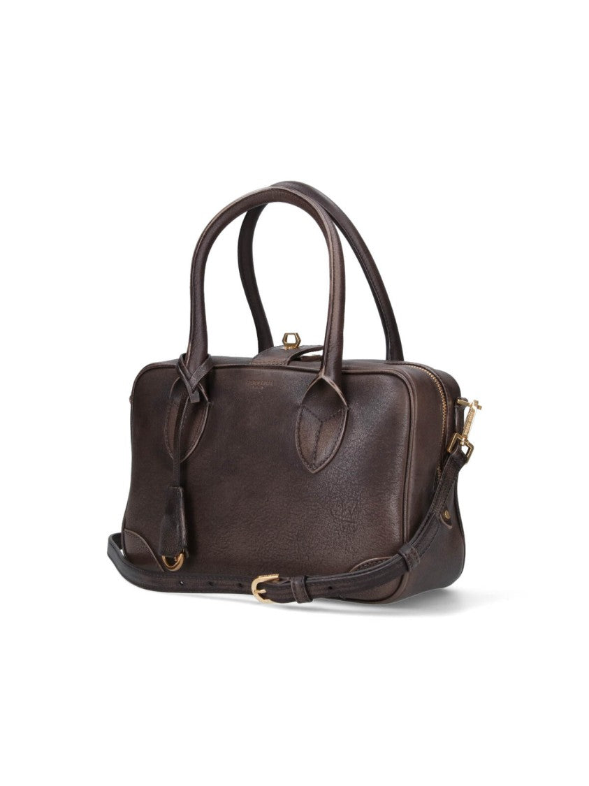Golden Goose Rectangular Brown Leather Handbag With Gold-Tone Hardware