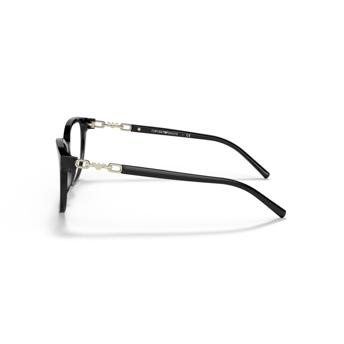 Emporio Armani 0Ea3190 Glossy Black Cat-Eye Sunglasses With Chain-Link Accents