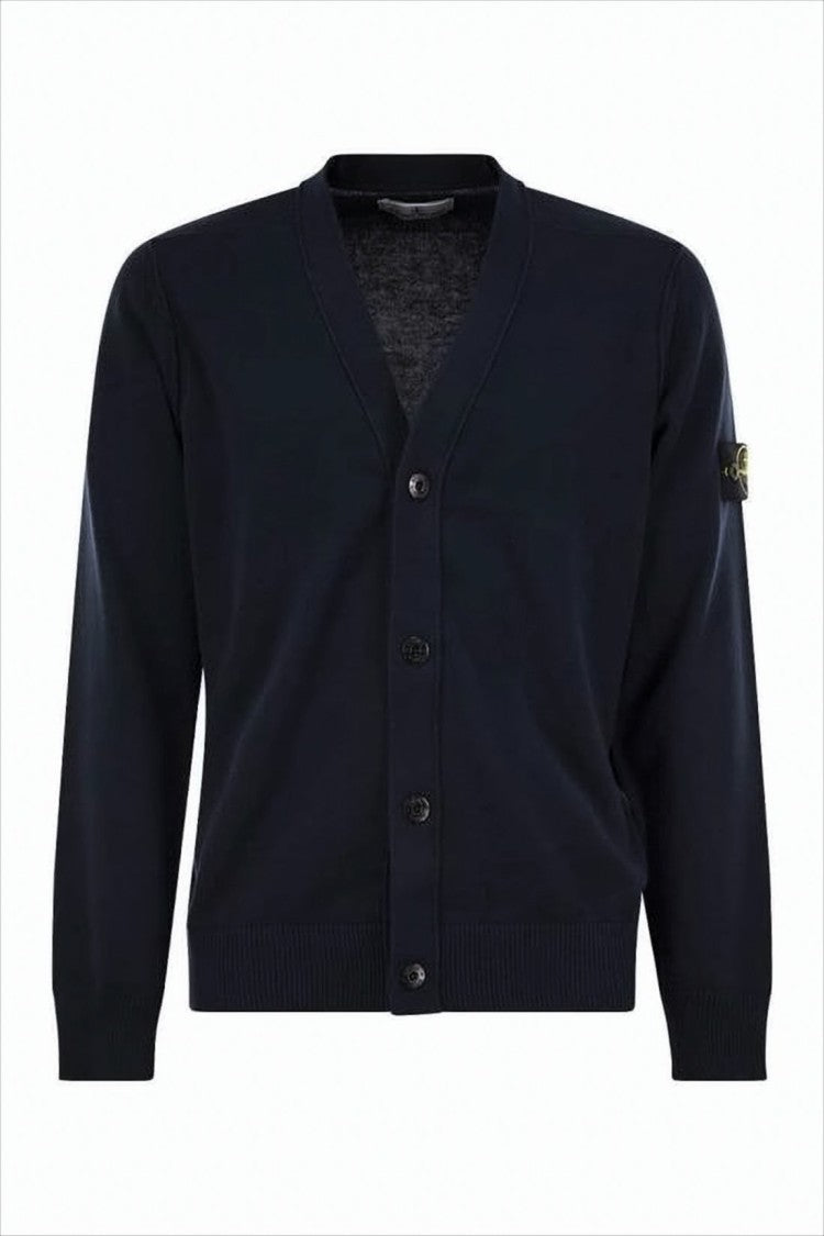 Stone Island V-Neck Cardigan With Button-Down Front And Distinctive Logo