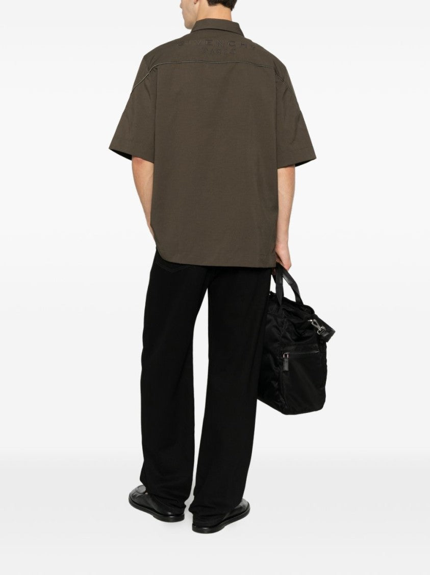Givenchy Boxy Short-Sleeve Zipper Shirt