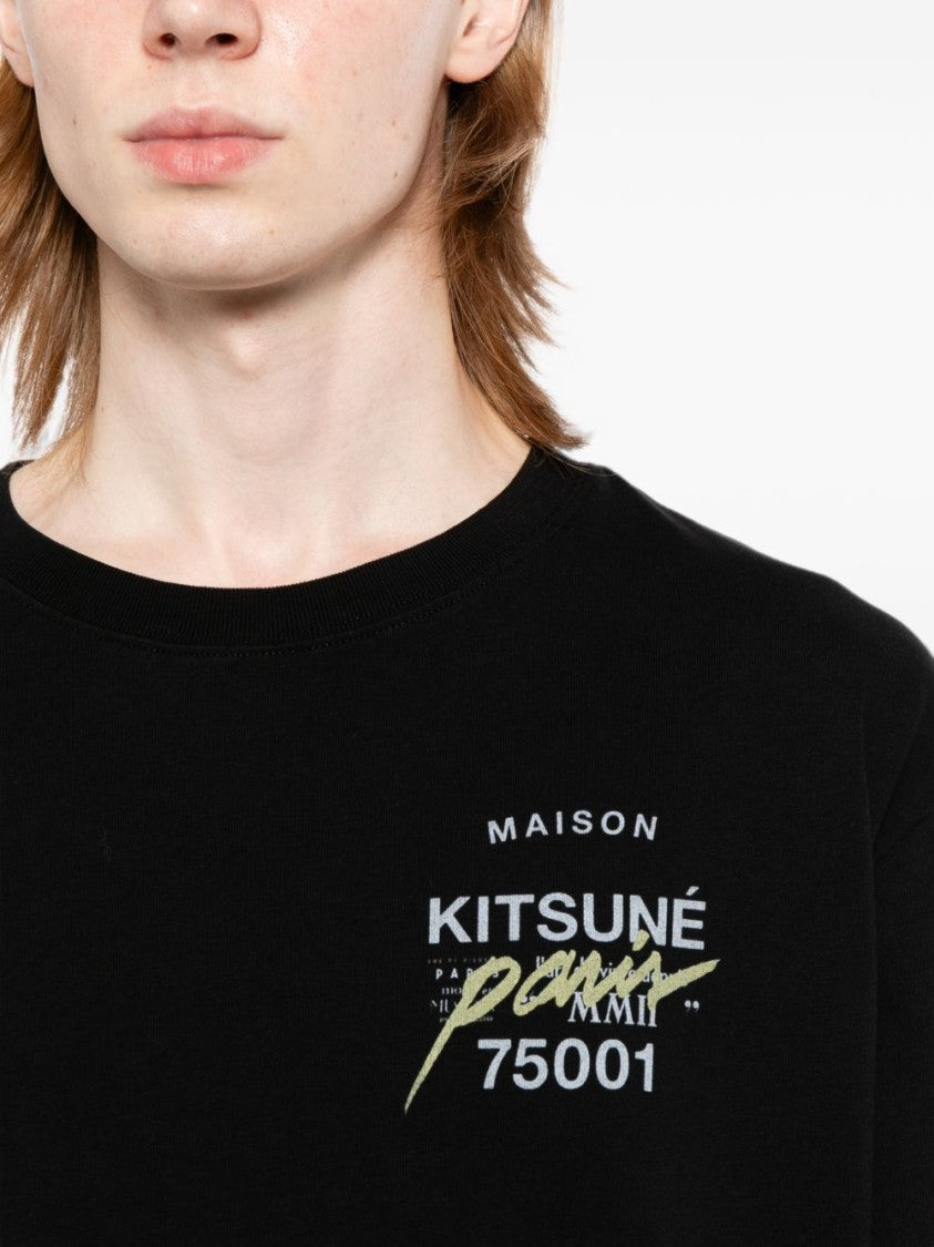 Maison Kitsuné Black Relaxed Graphic Print Long-Sleeve Sweatshirt