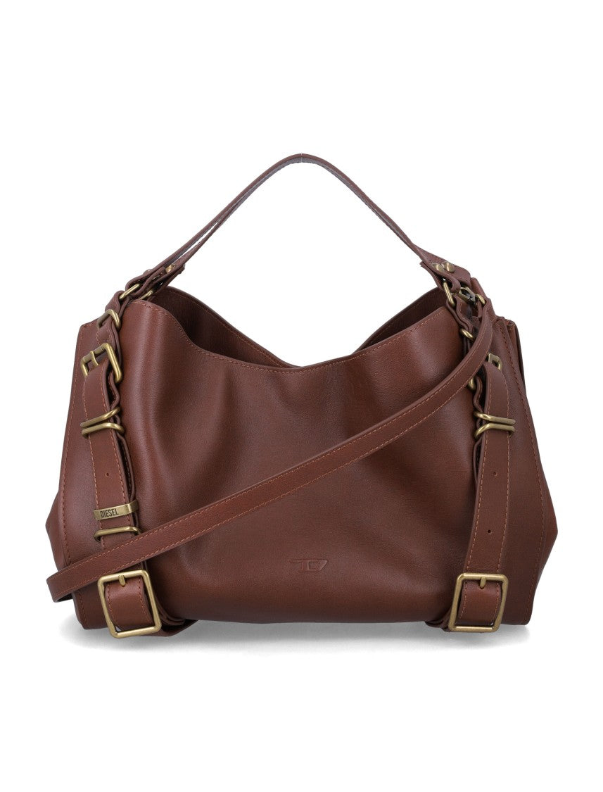 Diesel Slouchy Brown Leather D-One Top Handle Handbag