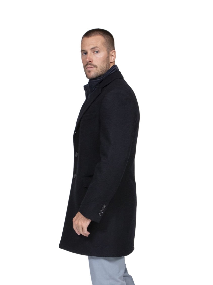 Fay Easy Black Notch Lapel Tailored Overcoat