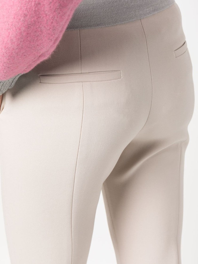 Peserico High-Waist Straight-Leg Beige Trousers