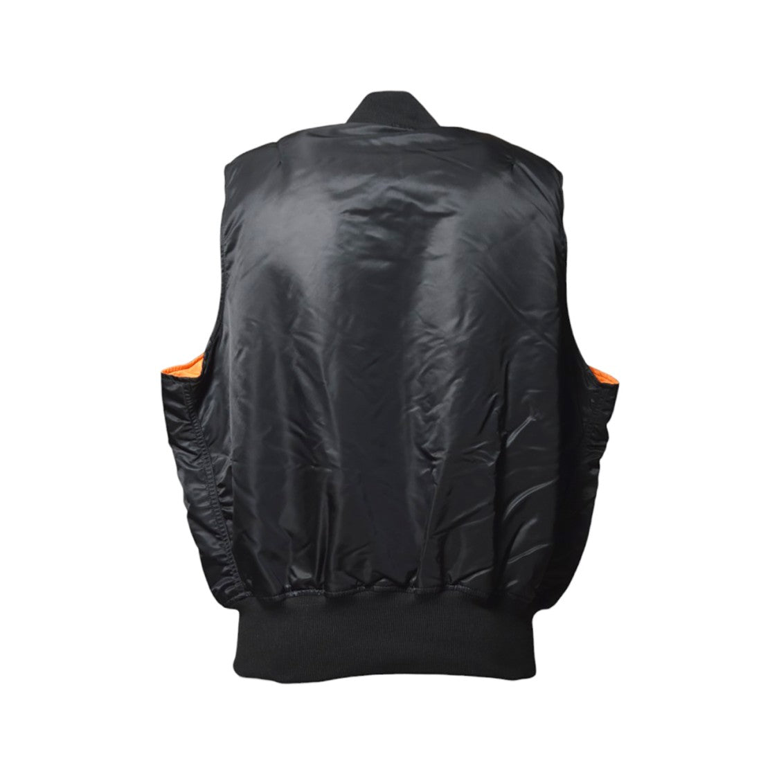Alpha Industries Shiny Black Ma-1 Vest With Contrasting Orange Lining