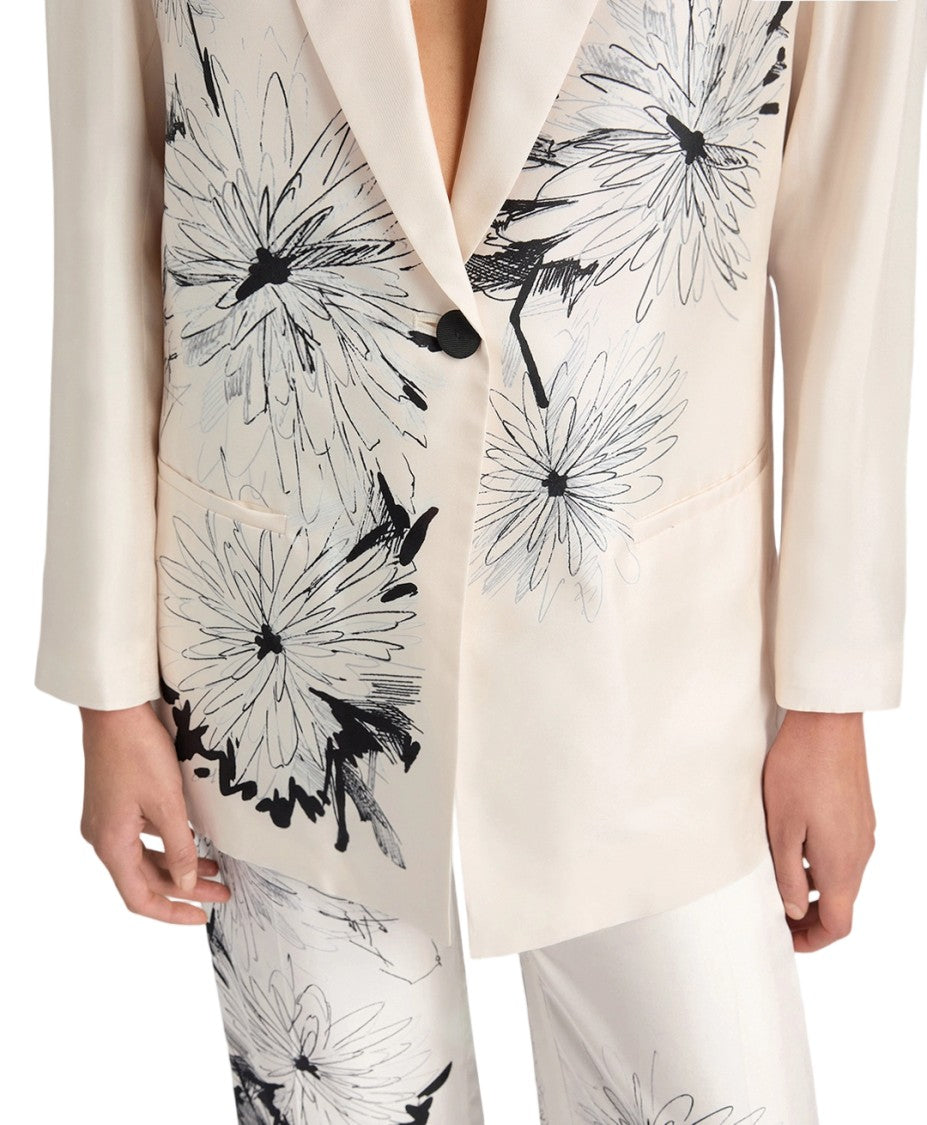 Momonì Zuni Abstract Floral Print Silk Twill Blazer