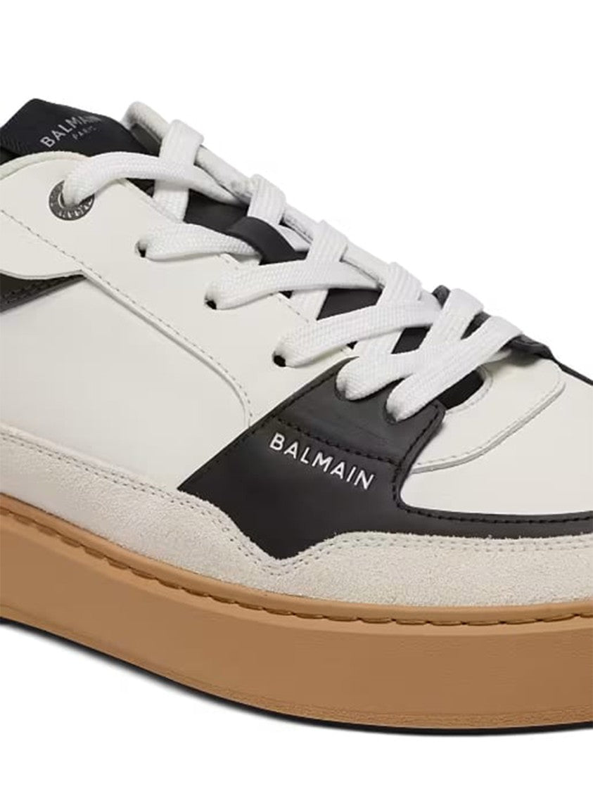 Balmain Tan Low Top B-Court Leather Sneakers