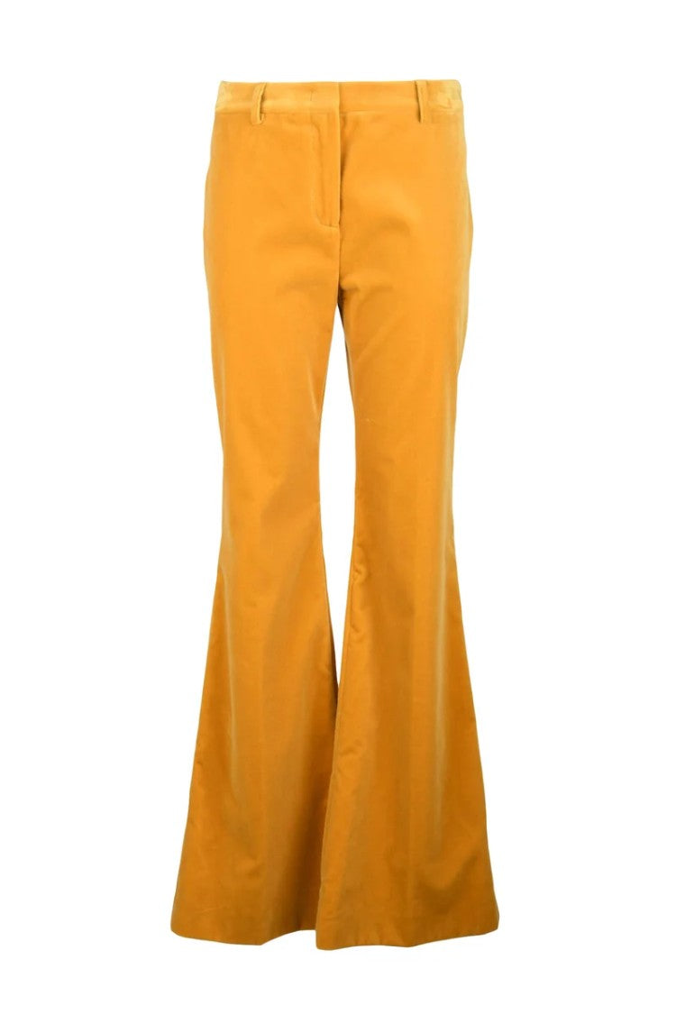 Etro Velvet Bell Bottom Pants Cotton Stretch - Yellow