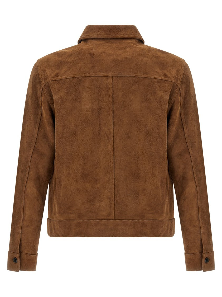 Ami Classic Goat Leather Jacket With Embossed Logo