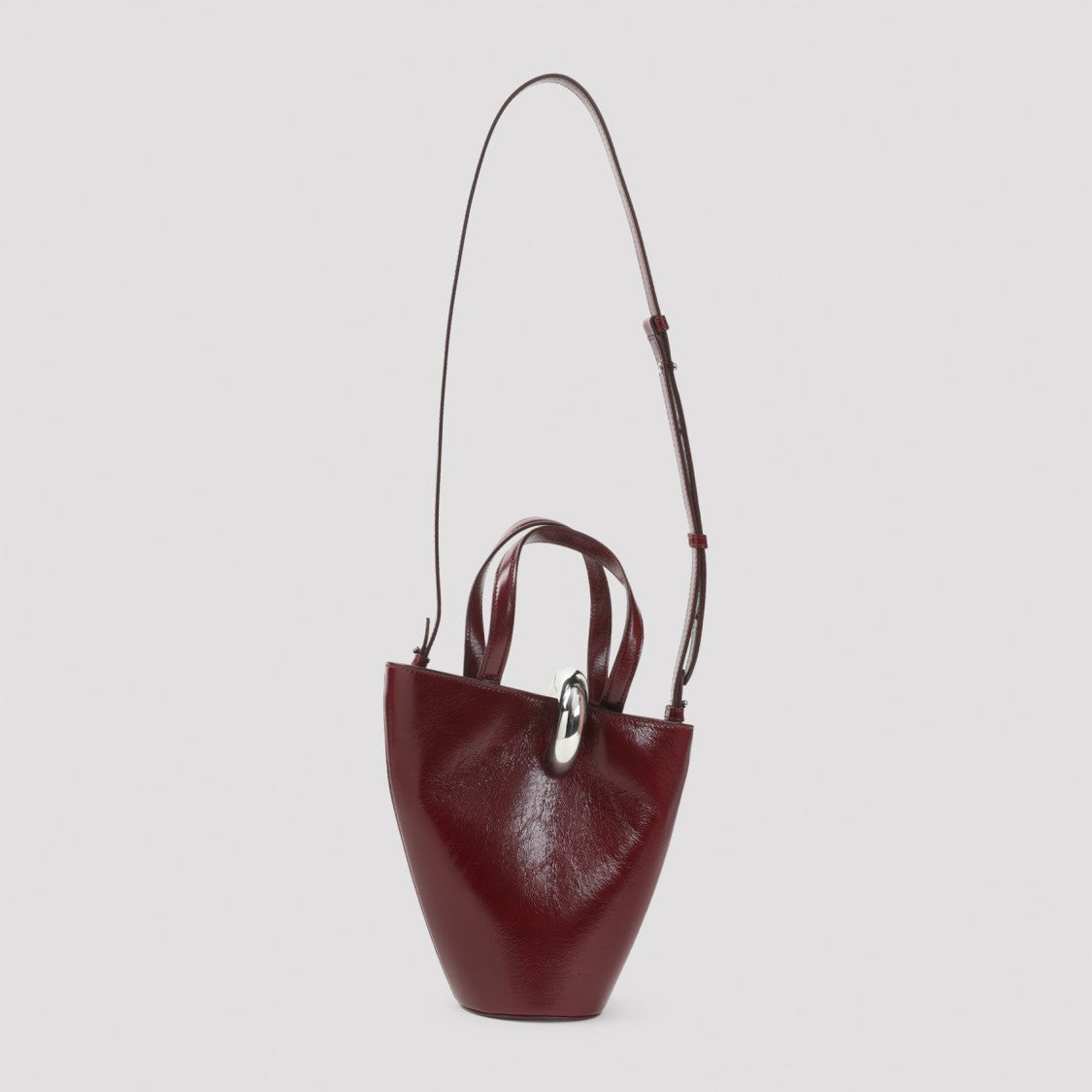 Jacquemus Trapezoidal Red Leather Handbag With Silver Detailing
