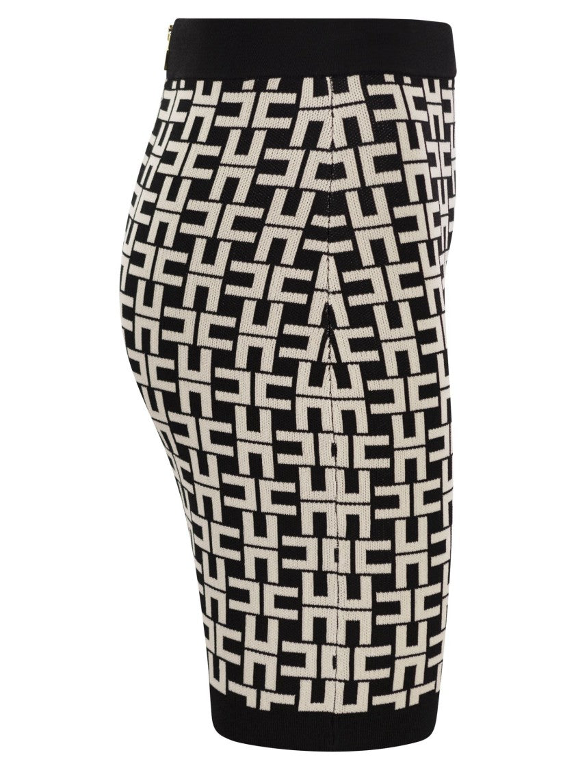 Elisabetta Franchi Viscose Logo Jacquard Miniskirt