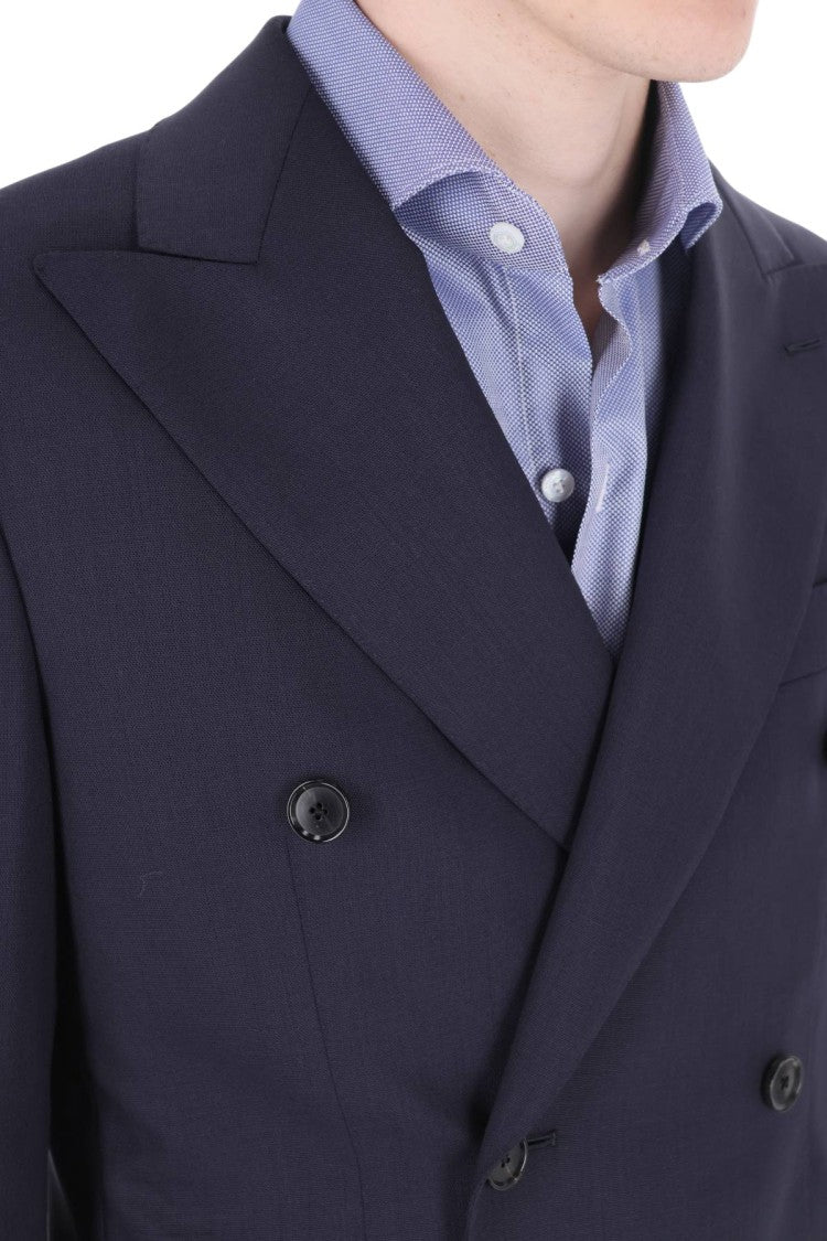 Caruso Double-Breasted Wool Blazer With Tailored Silhouette