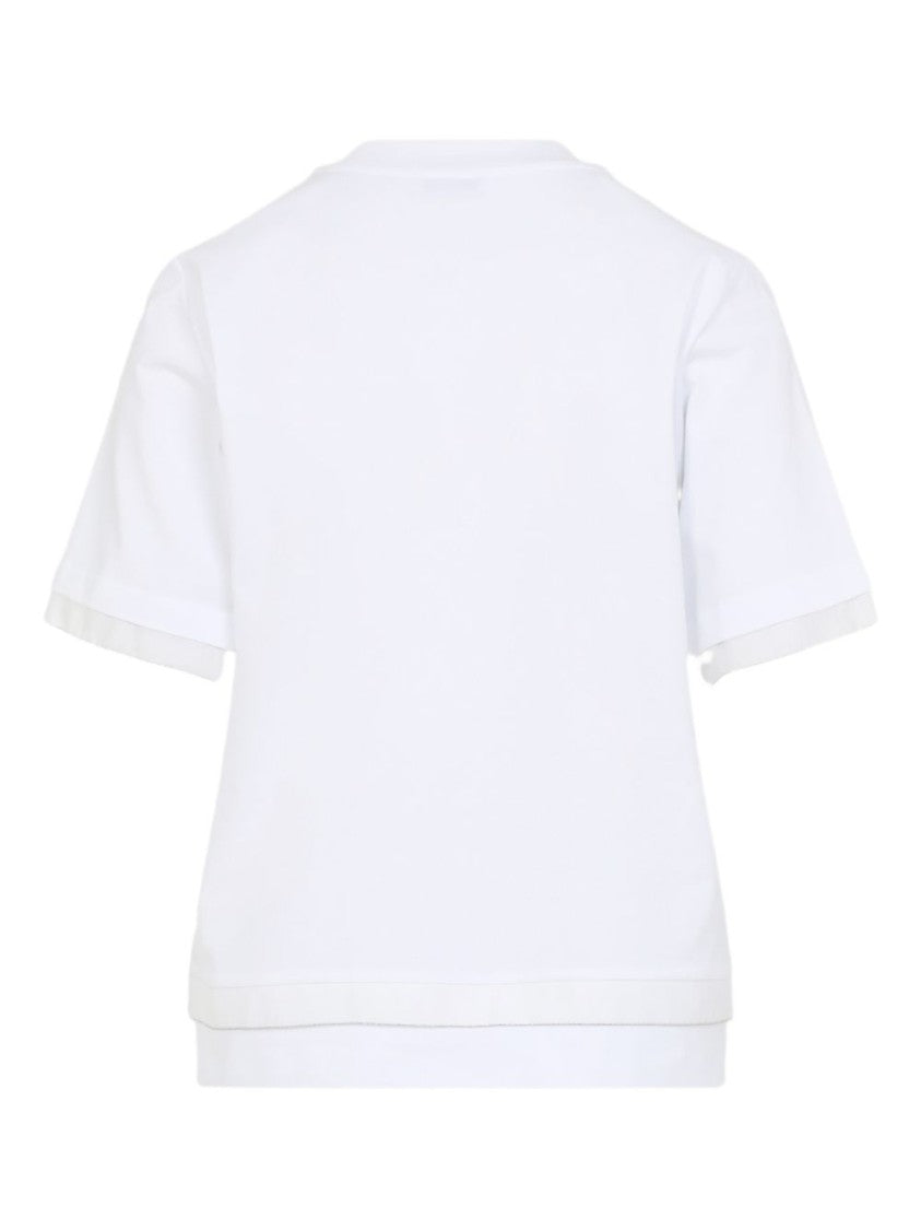Peserico White Short-Sleeve Shirt With Double-Layered Hem