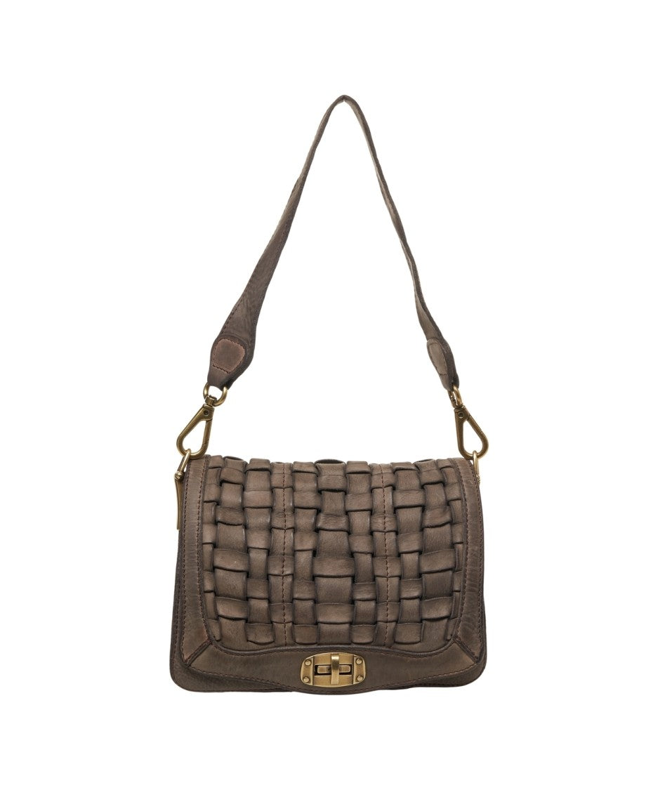 Campomaggi Vintage Woven Leather Shoulder Bag With Adjustable Strap