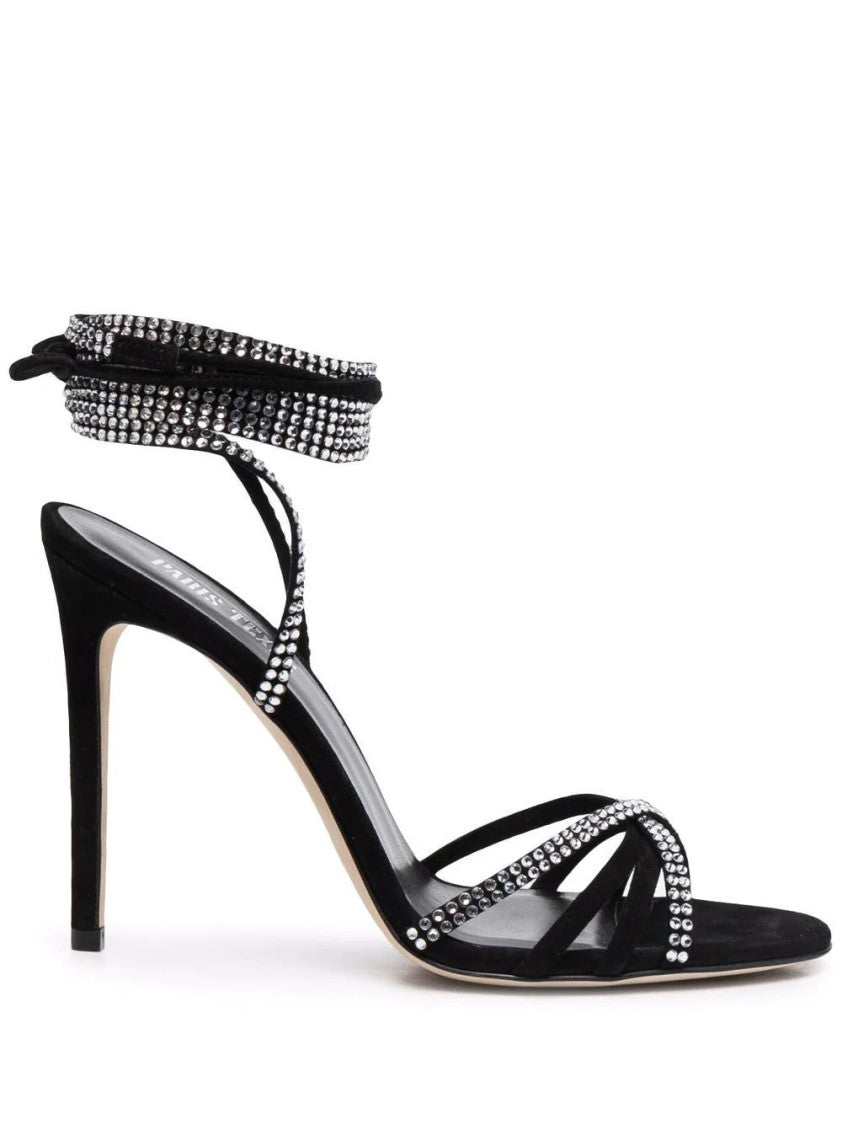 Paris Texas Black Holly Nicole Lace Up Rhinestone High Heel Pumps