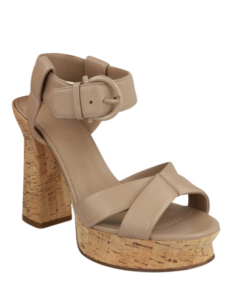 Ferragamo Ain 85 Cork Platform Sandals