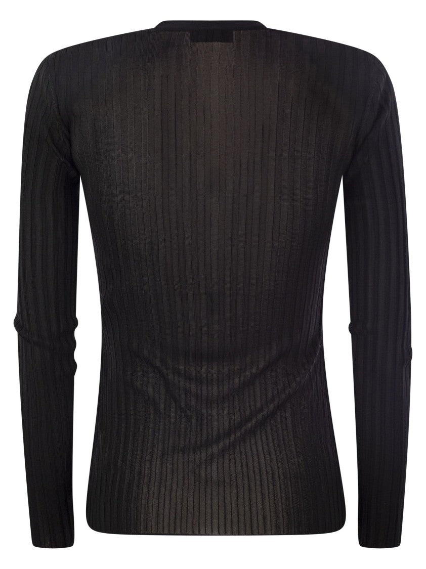 Elisabetta Franchi Shiny Viscose Ribbed Jersey