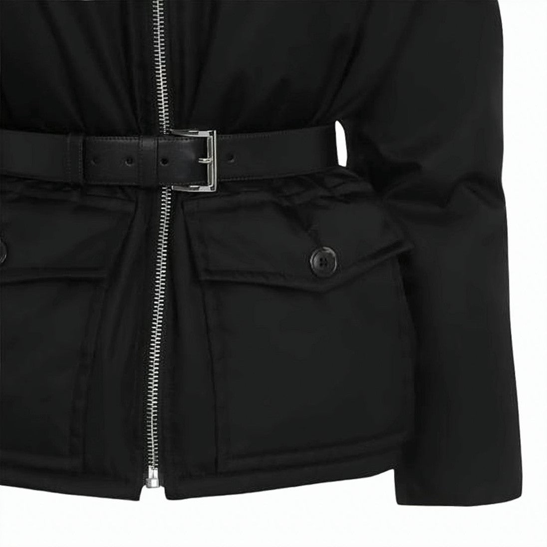 Prada Belted Padded Black Jacket