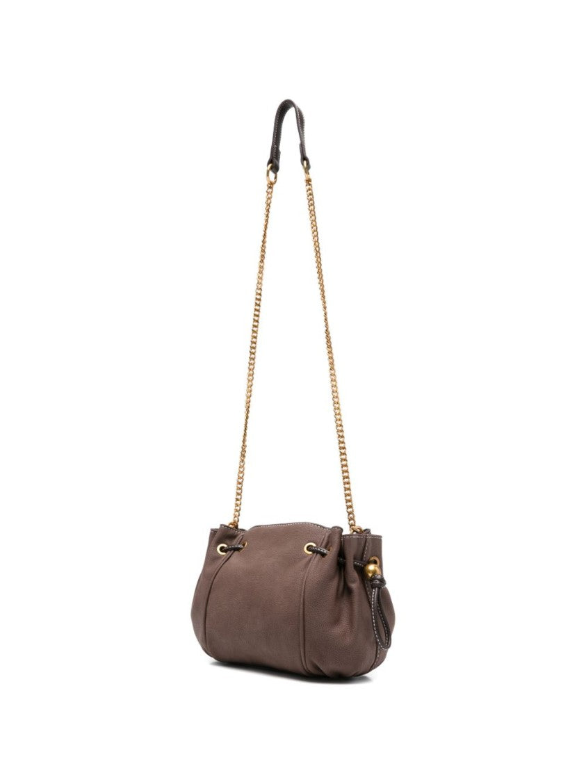 Liu Jo Brown Gold-Tone Drawstring Bucket Bag