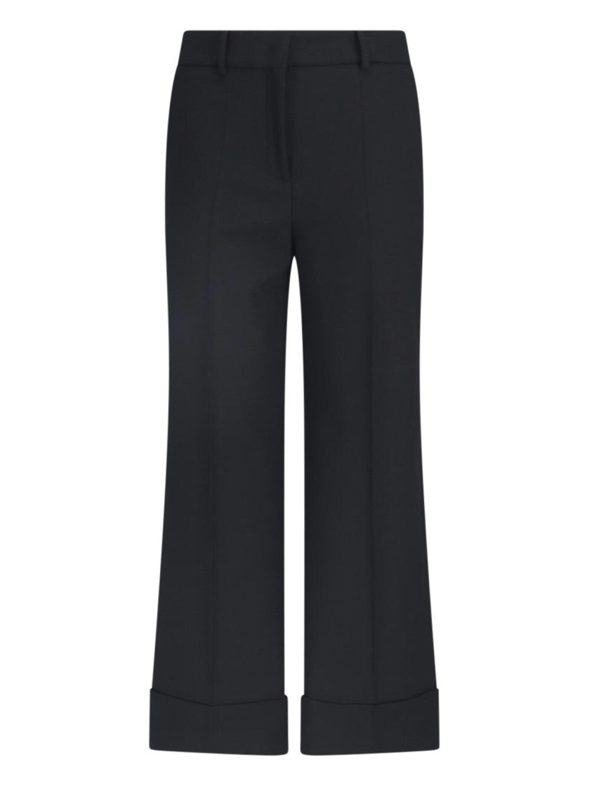 Incotex Black Stretch Wool Flared Tailored Pants