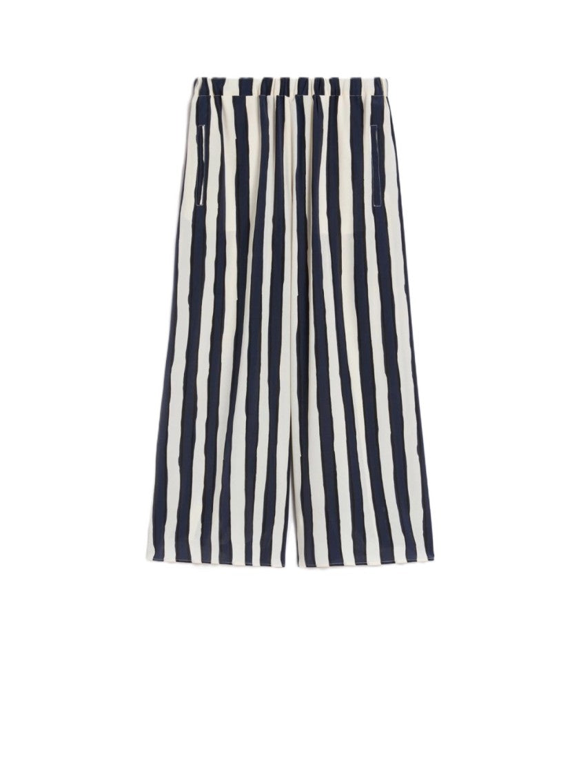 Max Mara Wide-Leg Pants With Vertical Stripes And Elastic Waistband