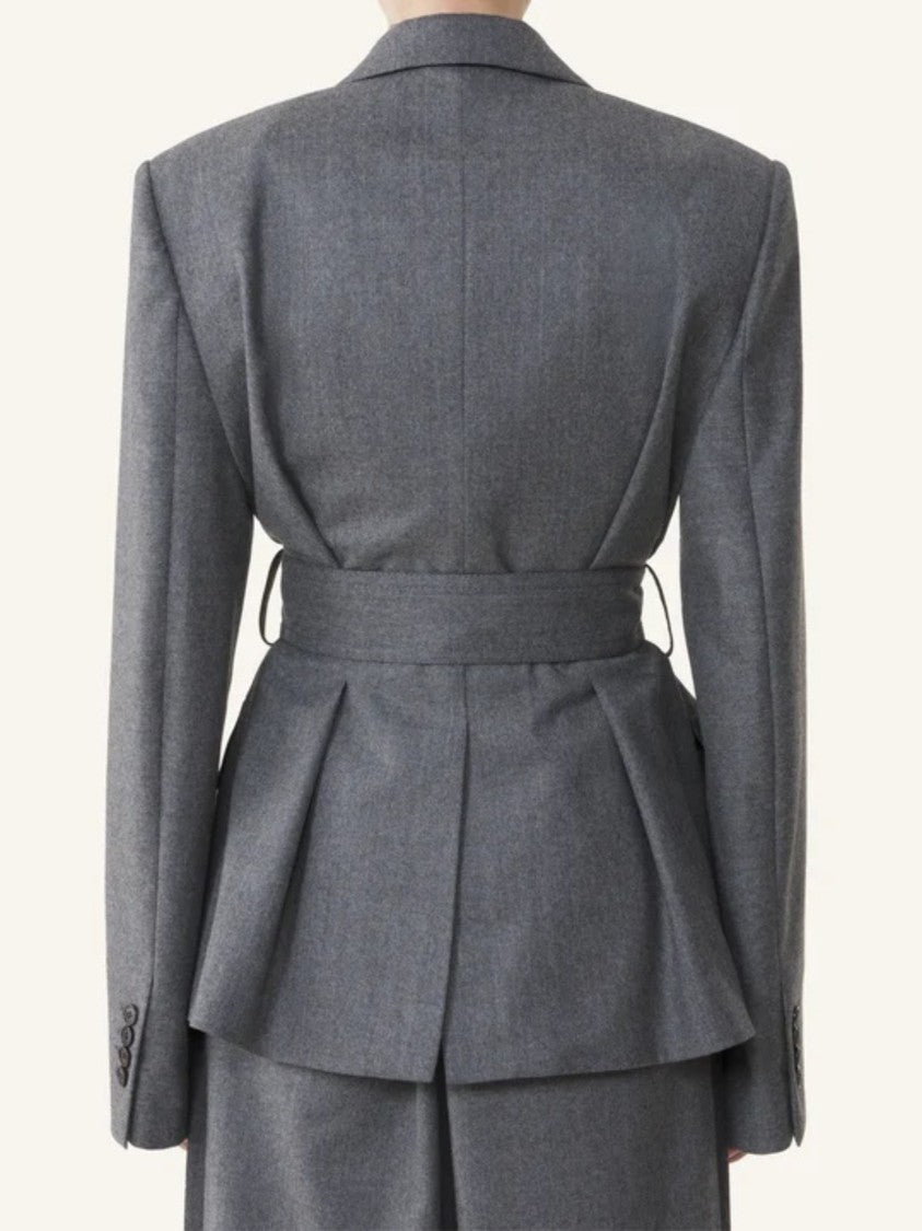 Lanvin Tailored Wool Jacket With Belted Waist And Structured Silhouette