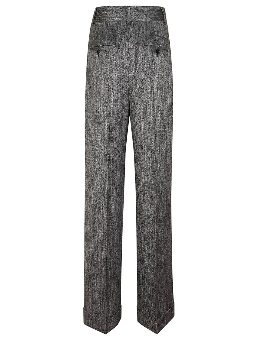 Alberta Ferretti Tailored Straight-Leg Trousers With Subtle Pinstripe Pattern